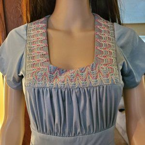 Vintage 70s Bluish Gray Maxi Dress